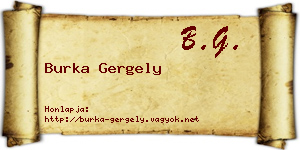 Burka Gergely névjegykártya